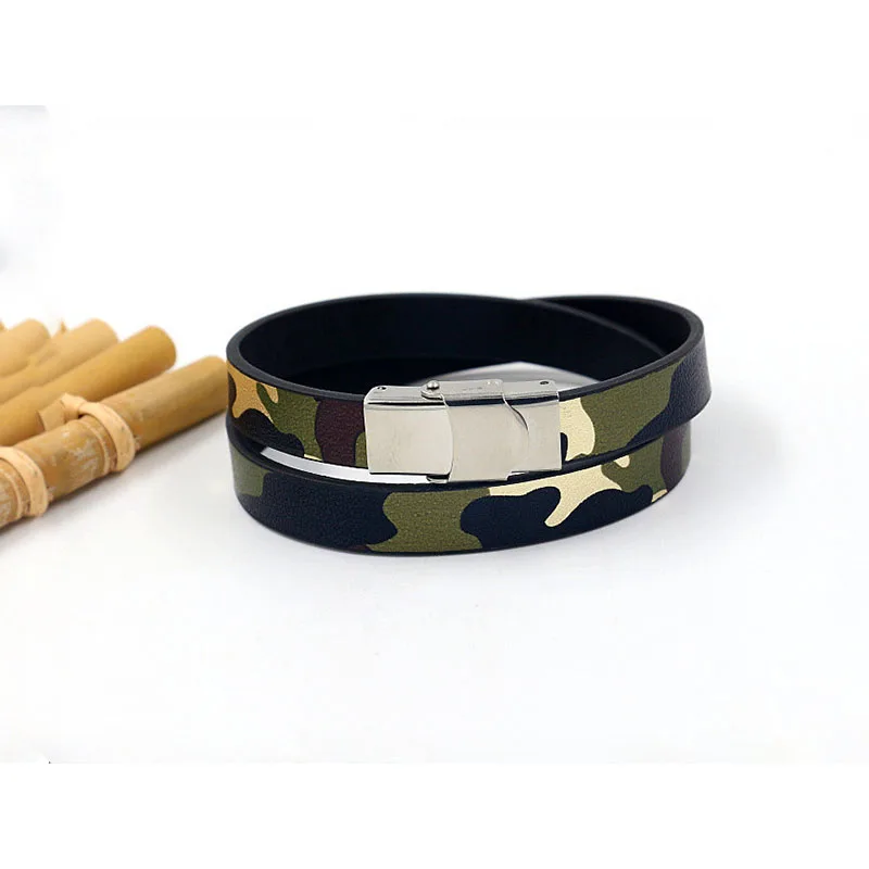 Explosion Models Camouflage Leather Bracelet Fashion Double Circle PU Leather Bracelet Men And Women Students Couple Bracelets