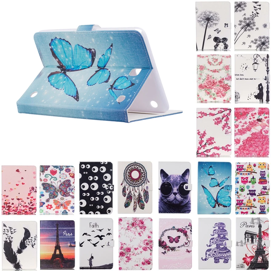 

For Galaxy Tab A 8.0" Case Flower Painted PU Leather Flip Stand Smart Case Cover For Samsung Galaxy Tab A 8" T350 T351 T355