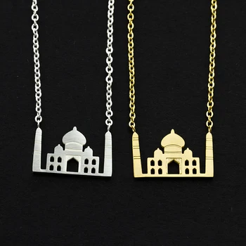 

Wholesale 10pcs Rose Gold Color Princess Castle Choker Necklace Jewelry Stainless Steel Chain Dream House Pendant Collar Mujer