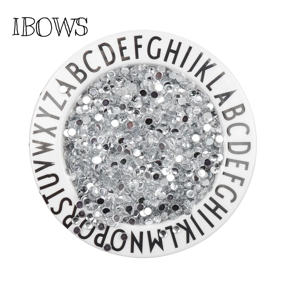 

IBOWS 6mm Rhinestone Crystal Flatback Clear Non Hot Fix Rhinestones Glue On for Needlework DIY Nail Art Phone Case Decorations