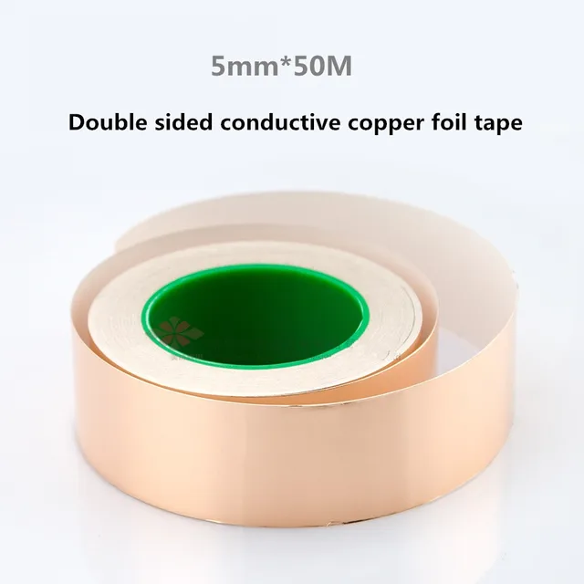 1pcs 5mm*50M Double sided conductive copper foil tape high temperature