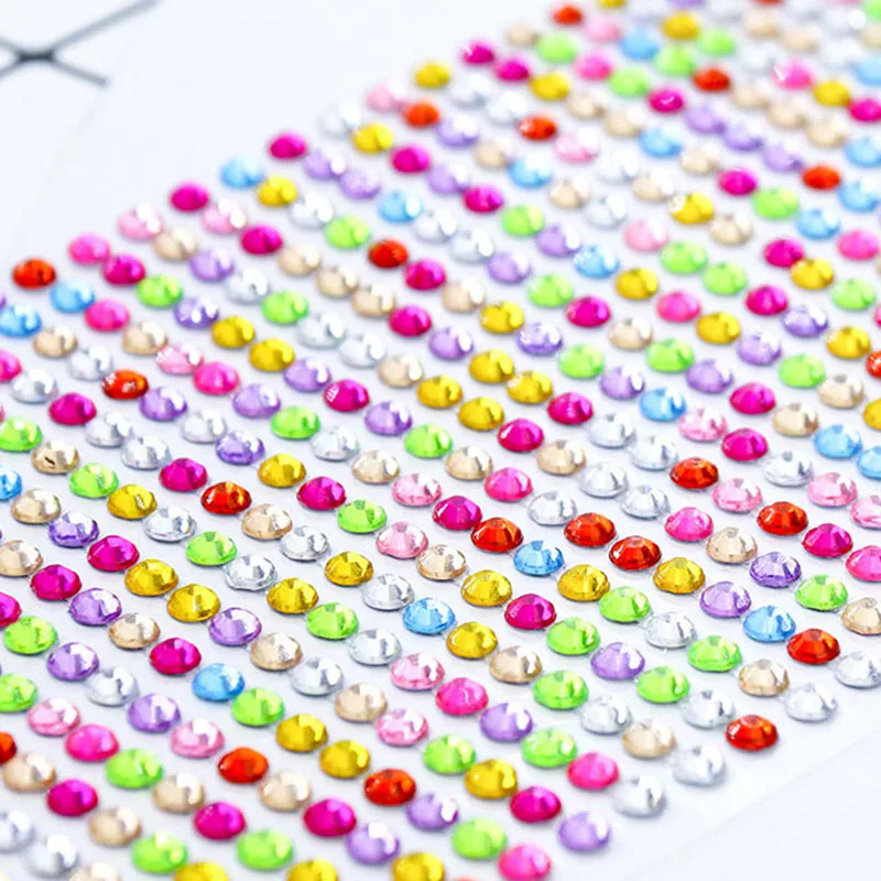 

1040pcs/set 3mm Self Adhesive Acrylic Rhinestone Diy Phone PC Decal Art Bling Crystal Stickers Scrapbooking Wall Car Sticker