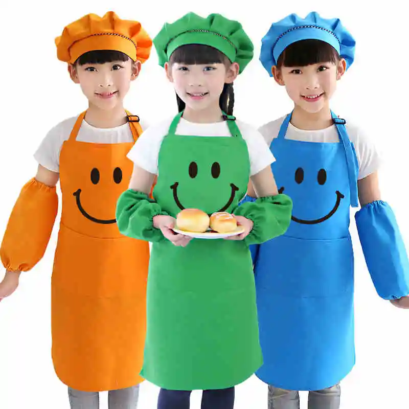 

Smile face children's uniforms bib kitchen cleaning advertising apron hanging neck apron logo print apron