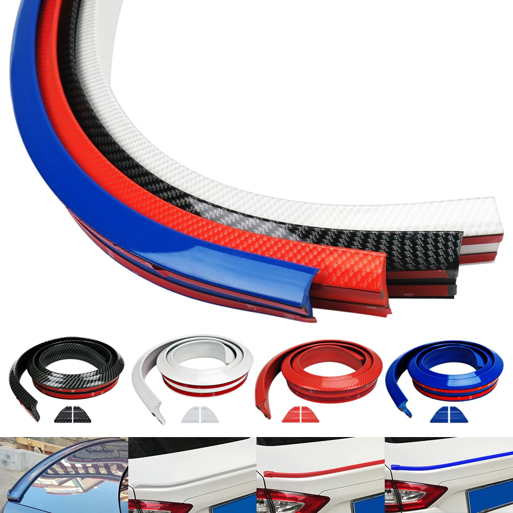 

1.5m Universal Car Rear Spoiler Wing Rubber Sticker Flexible Strip Cover For Citroen C2 C3 C4 C5 C6 C8 Ford Fiesta Fusion Focus