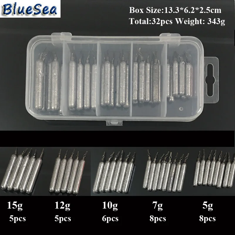 

BlueSea 32Pcs/Set Fishing Lead Sinkers Long Rod Lead Sinkers Weights Soft Lures Split Shot Sinkers Balance Lead Drop Sinkers