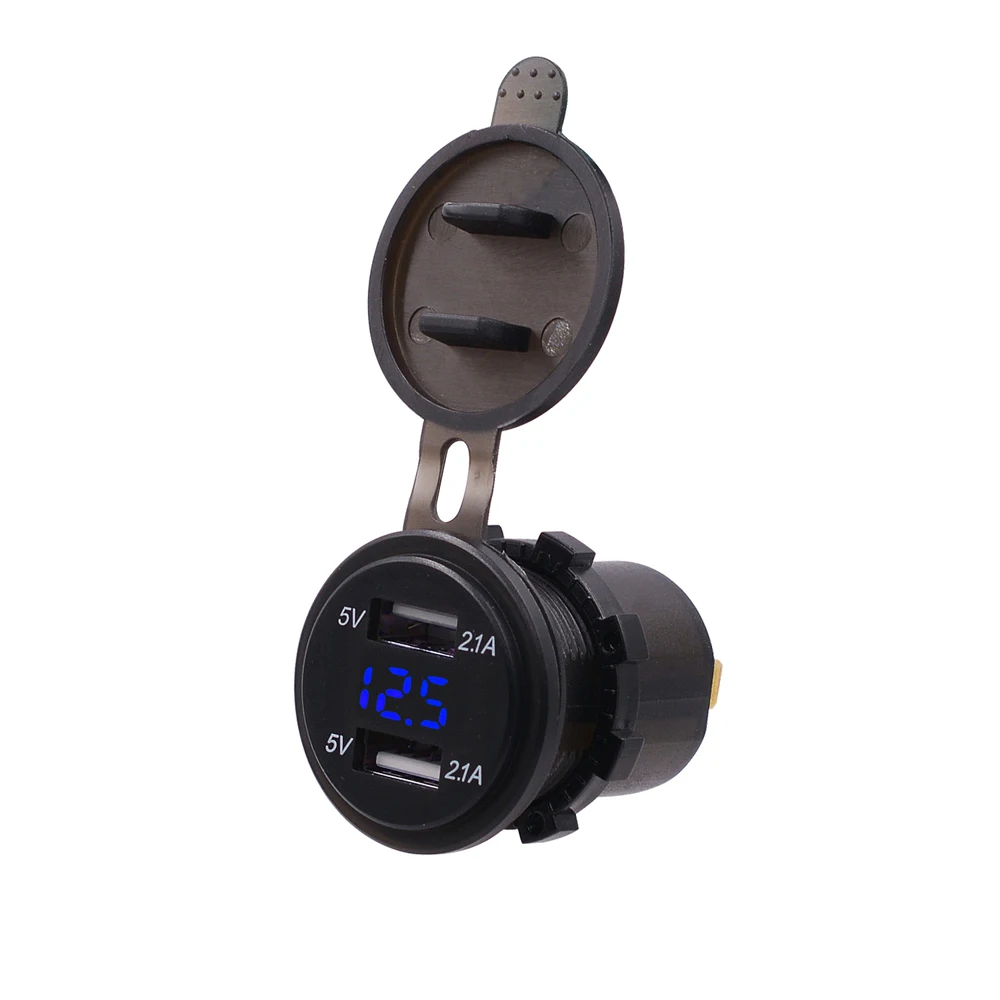 12-24V LED Car USB charger Power Adapter Dual Recharger Cigarette Lighter Socket for Motorcycle Auto Truck Boat |