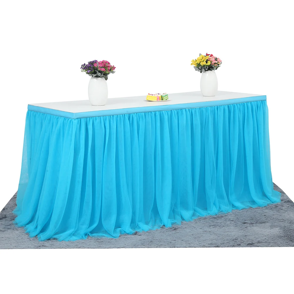 Разноцветная юбка для стола, столовая посуда, свадебная Тюлевая юбка-пачка, вечерние юбки для вечеринки в честь рождения - Цвет: blue