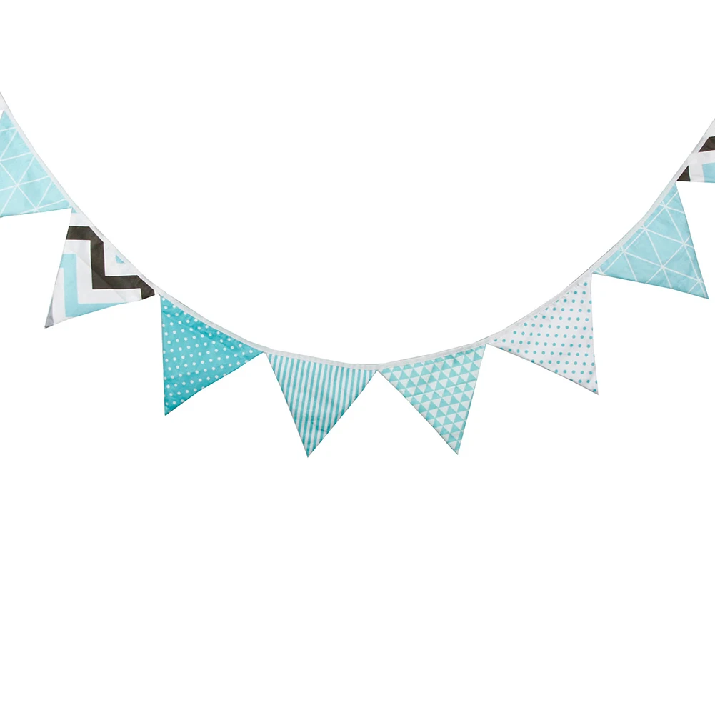 12 Flags Fabric String Flags Wedding Birthday Party Pennant Bunting Banner GR