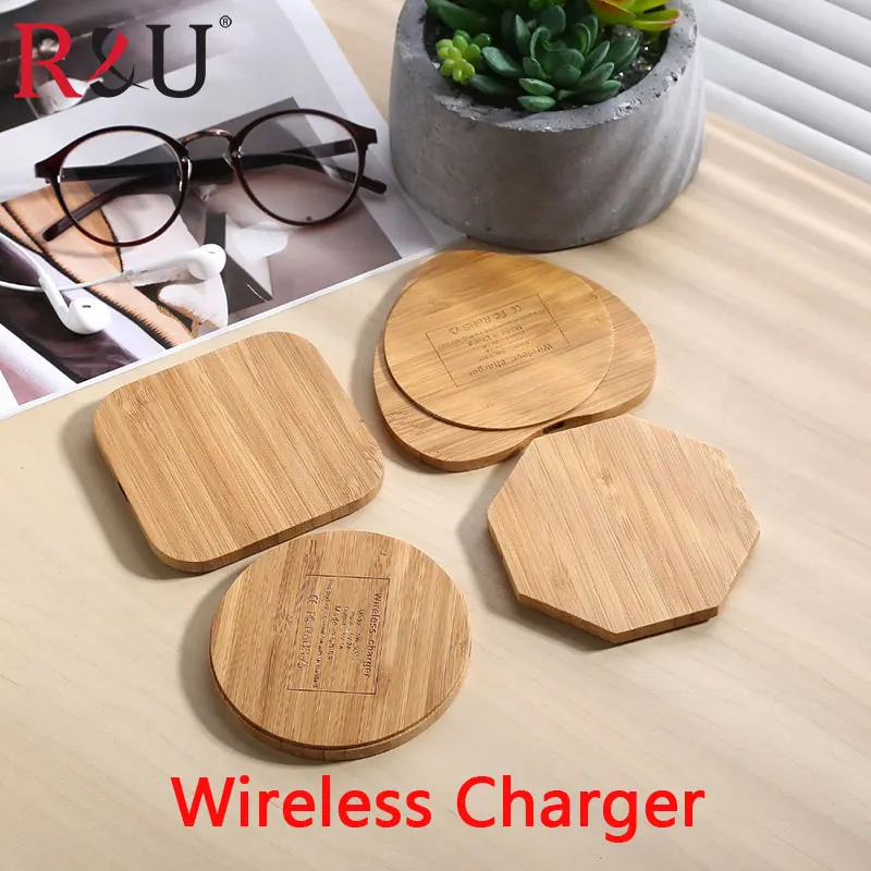 R&U Wooden Universal Qi Wireless Charger Transmitter Qi