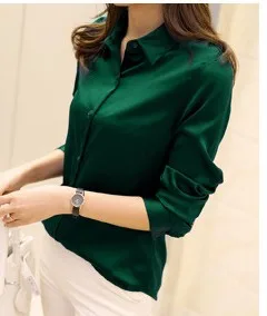 

2018 Europe and the United States show the heavy weight of silk shirt women's long sleeves slim and slim silk shirt