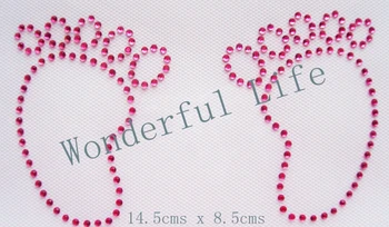 

Free shipping foot print Rhinestone Iron on heat Transfer Hot fix Motif crystal rhinestone transfer in sewing fabric