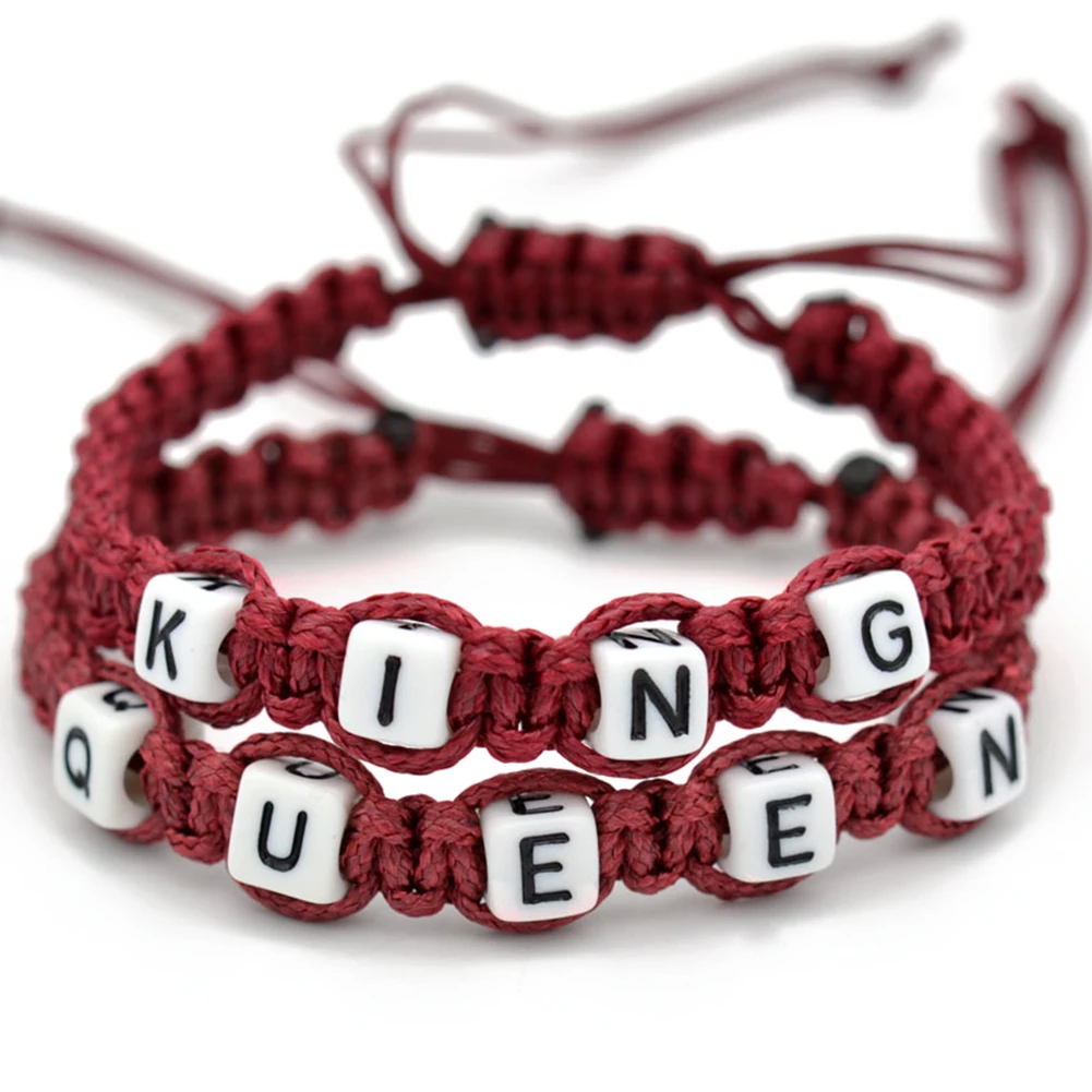 

2Pcs/Set King and Queen Handmade Rope Weave Couple Bracelet Jewelry Couple Bracelet King Queen Design Rope Bracelet Fashion