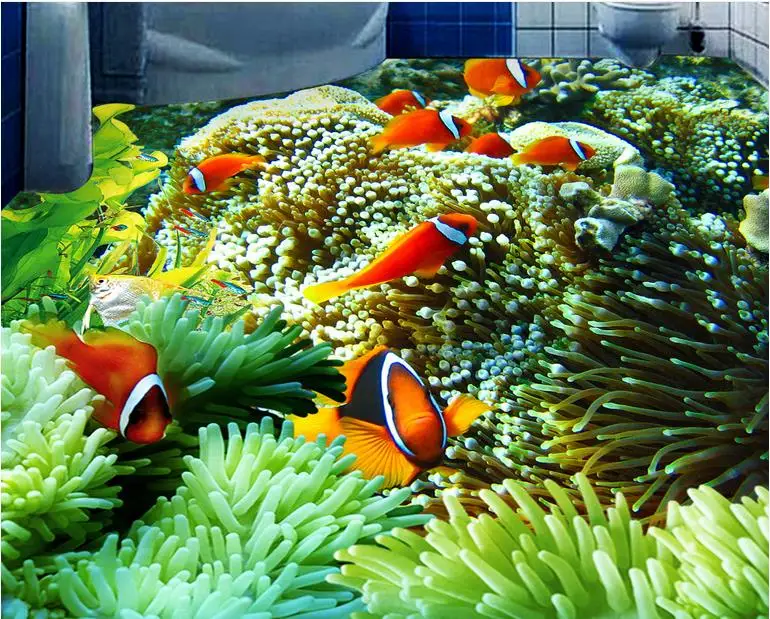 

photo wallpaper 3d flooring custom wallpapers for living room vinyl floor Colored underwater world 3d floor Soundproof wallpaper