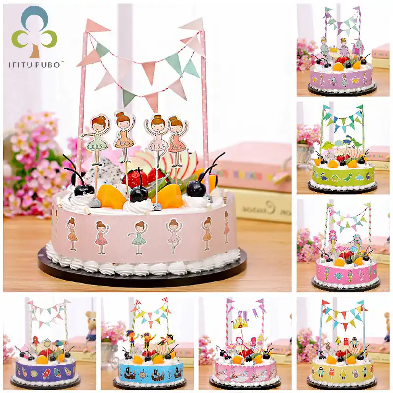 Happy Birthday Cupcake Cake Topper Cake Flags Baby Shower Birthday