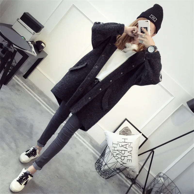 

2016 Autumn and winter new women hooded cardigan sweater female Korean version cartoon loose long coat gilet femme manche longue