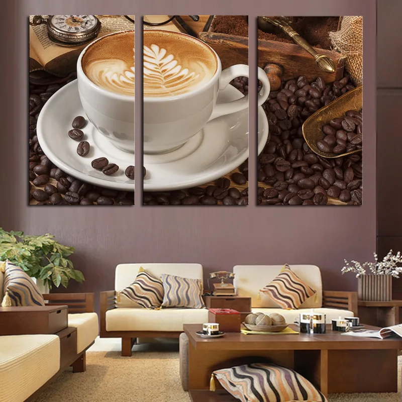 

3 Panel Coffee Wall Art Picture Modern Painting Canvas Home Decoration Living Room Canvas Print--Large Canvas Art Unframed