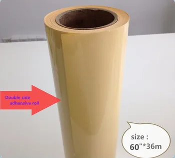 

60in*36m yellow back paper transparent double adhesive pet film roll