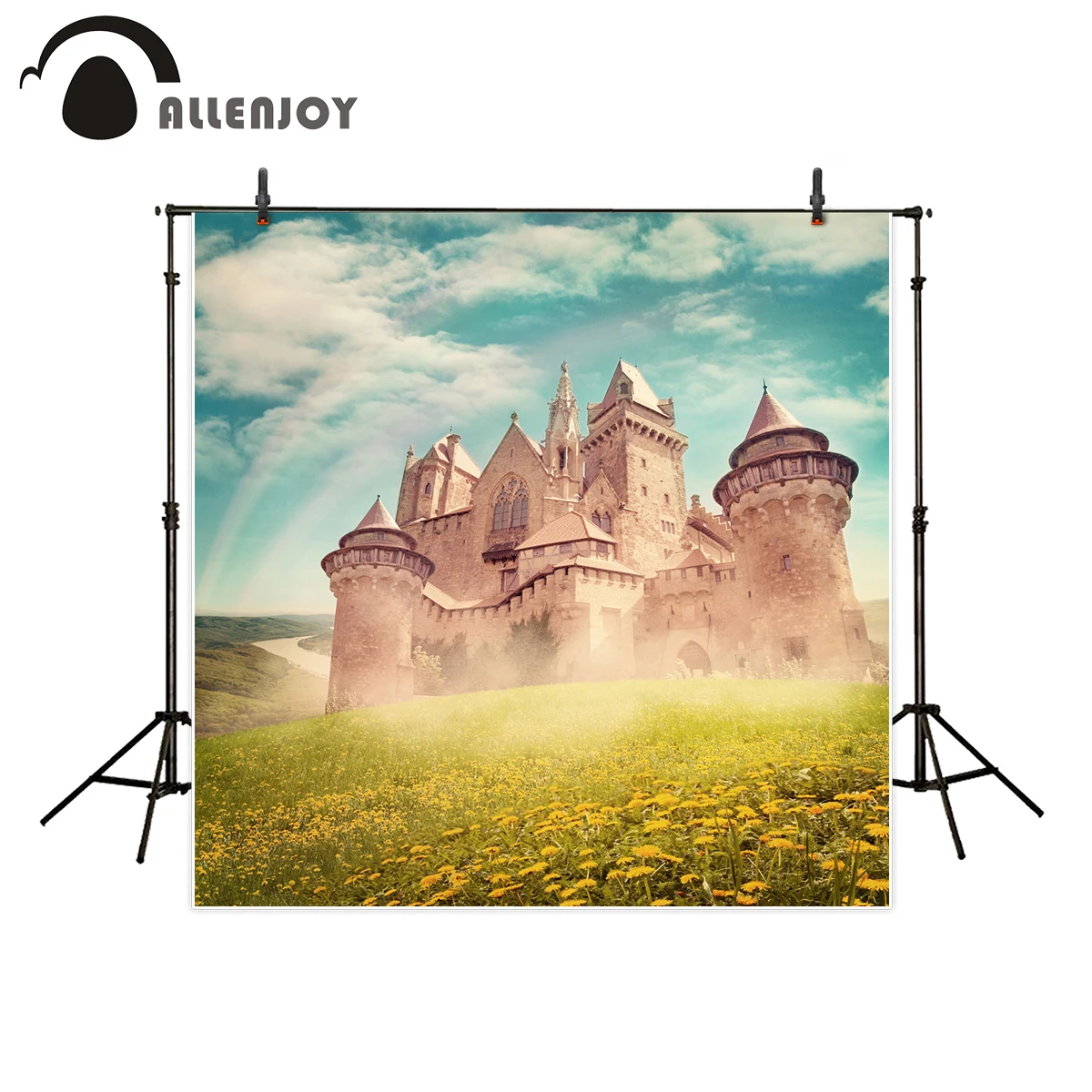 Allenjoy photography backdrop Sky clouds castle lawn sunflowers rainbow background for photo studio camera fotografica | Электроника