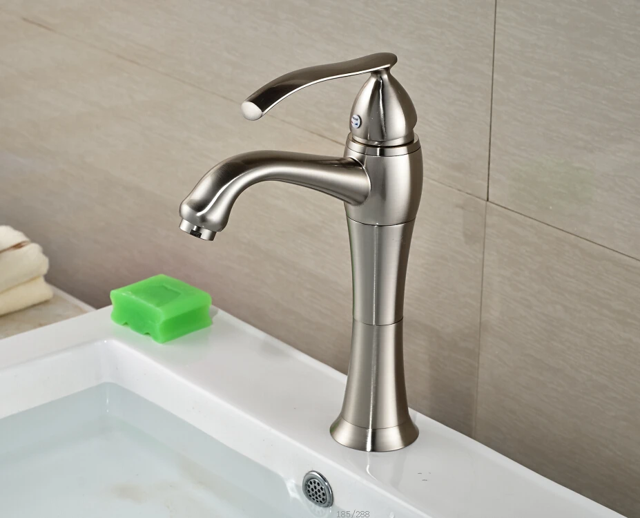 

Free Shipping ! Nickle Brushed Finished Deck Mounted Basin Faucet Sink Mixer Tap