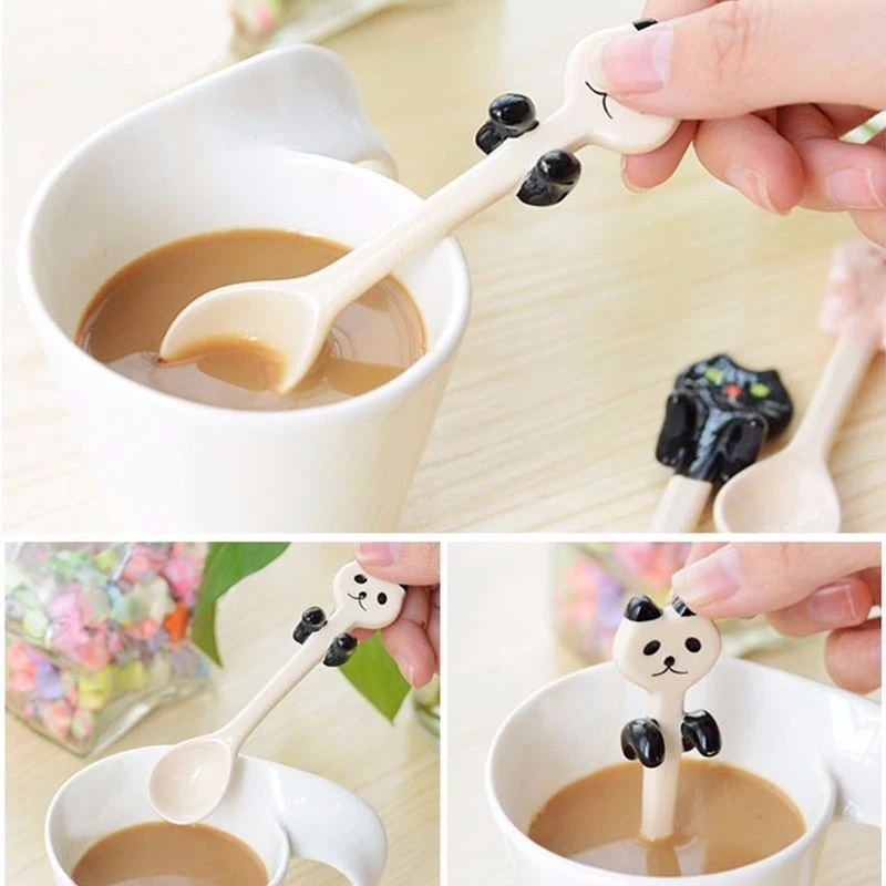 Kawaii керамическая ложка для кофе и чая панда медведь лягушка кошка соус в форме