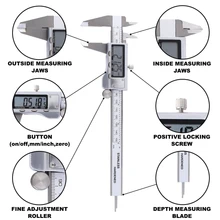 Цифровой штангенциркуль из нержавеющей стали " 150 мм Messschieber paquimetro измерительный инструмент штангенциркули