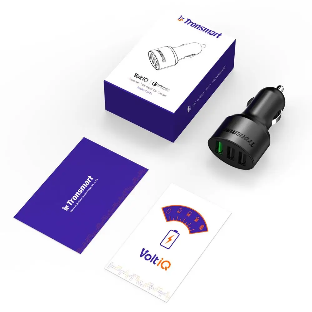 Tronsmart C3PTA Car Charger USB 3 USB Ports Quick Charge 3.0 VoltiQ Quick Car Charger for Xiaomi  for blackview phone power bank in stock (7)