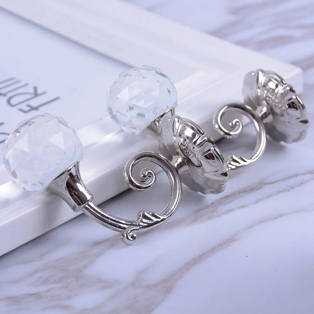 2PCS/Pair Vintage European High-grade Crystal Rose Pattern Wall Tieback Curtain Hook Tassel Towel Hanger for Cloth-hat Hook
