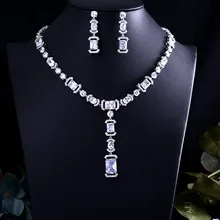 Прозрачное лучшее качество Блестящий Кристалл циркония серьги и ожерелье свадебный комплект ювелирных изделий свадебное платье аксессуары