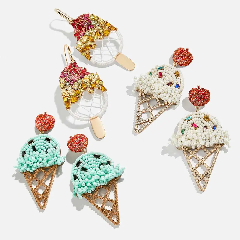 

Dvacaman Ice Cream Hanging Earrings Women Crystal Wedding Party Statement Earrings Handmade Beads Drop Dangle Earrings Jewelry