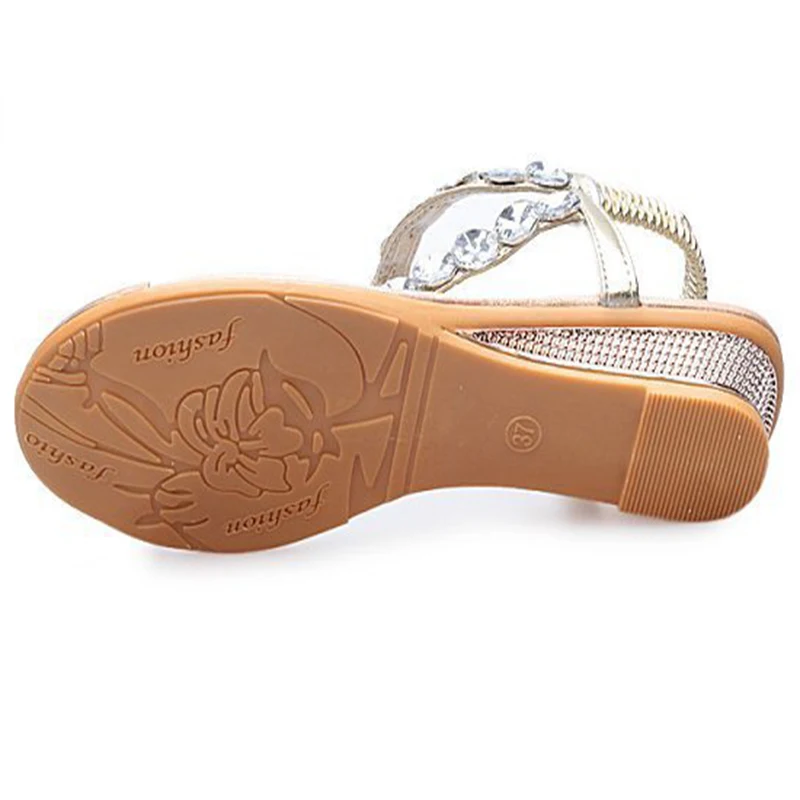 Новые сандалии стразы мода пряжки, Цвет Клин Heelssummer Для женщин обувь Водонепроницаемый Sandles Zapatos Mujer