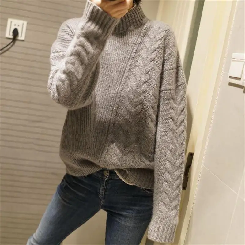 Gejas Ainyu 2018Autumn Winter turtleneck sweater Women's sweater Thicken Loose Cashmere sweater women pullover women knitting