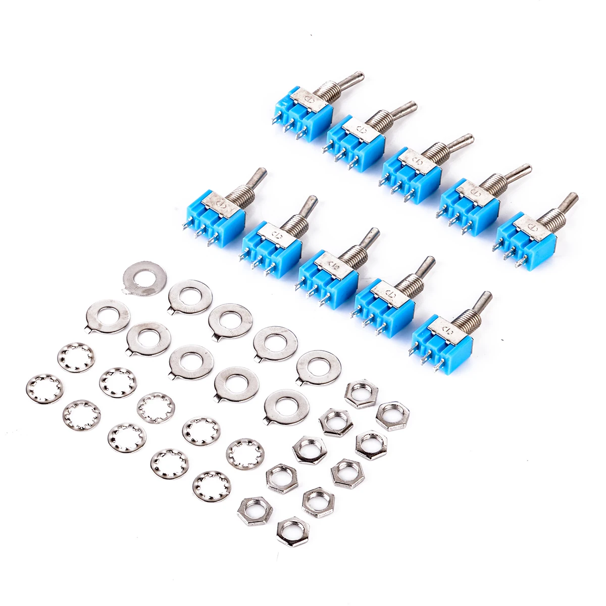 

10pc Mini MTS-102 3-Pin Blue Toggle Switches SPDT ON-ON 6A 125VAC Miniature Toggle Switches For Auto Car Accessories