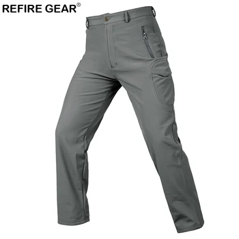 

ReFire Gear Camouflage Outdoor Hiking Pants Men Waterproof Camping Pants Winter Windproof Soft shell Warm Fleece Trousers