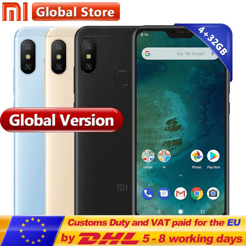 Глобальная версия Xiaomi Mi A2 Lite 4 ГБ Оперативная память 32 Встроенная мобильный