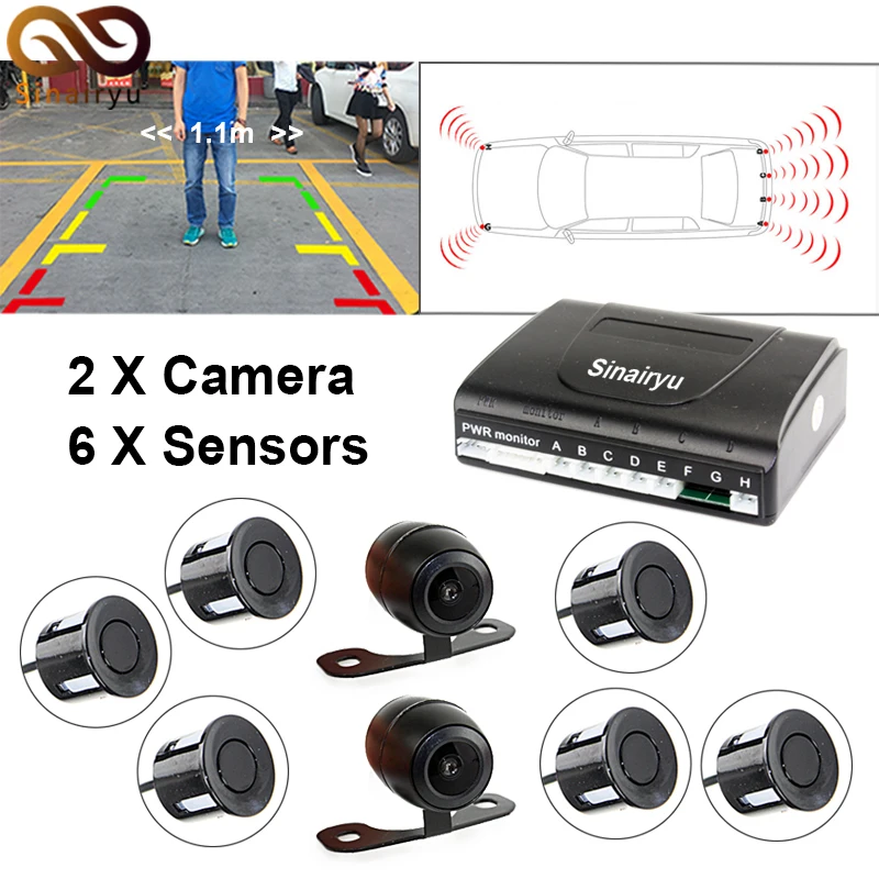 Car Video Parking Sensor System Show Front & Back Distance At The Same