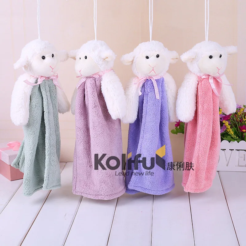 Cute Animal New Candy Colors Soft Coral Velvet Cartoon High Quality Bath Towel Be Hung Kitchen Used Wipe Washcloths KLF050 | Дом и сад