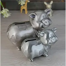 creative pig hape metal tin metal pig piggy bank pig coin bank metal cash box pig money box for chirdren's gifts PB014 baby pig pig walks