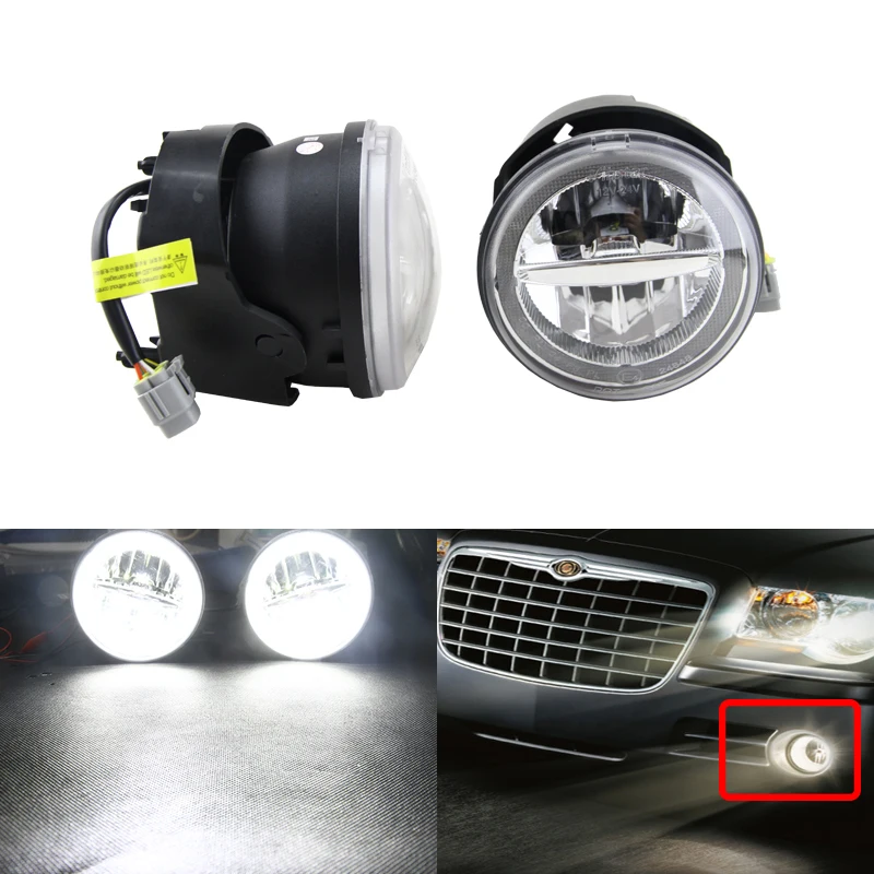 

2-In-1 Auto Car Led Front Fog Lights Assembly W/ White DRL Daytime Running Lights For Chrysler 300 Base C SRT8 Sedan 4D Lamp