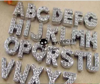 

Party Favors 8mm A-Z Full Rhinestone Slide letters Charm DIY Accessories fit pet collar