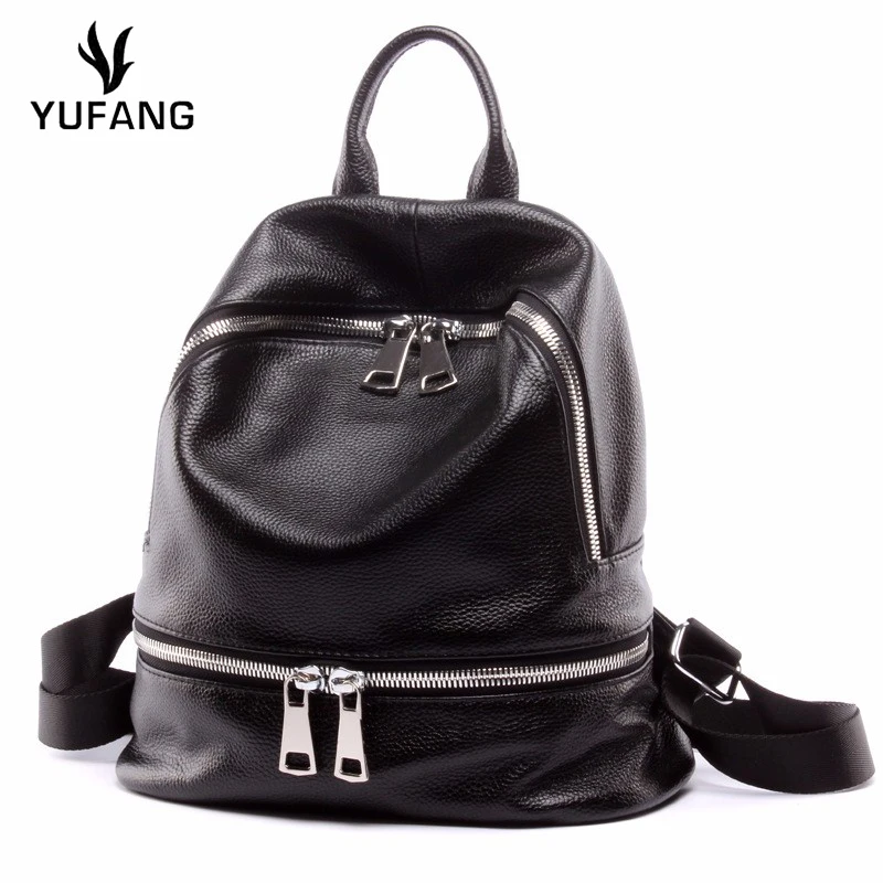 

YUFANG Women Backpack Genuine Leather Ladies Shoulder Bag Fashion Travel Bag For Girls Leisure Real Cowskin School Bag Student