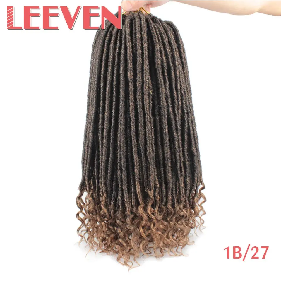 Leeven Goddess Faux Locs Hair With the Curls Crochet Braiding Hair 14 18 Inch Synthetic Crochet Braids Hair Extension - Цвет: T1B/27