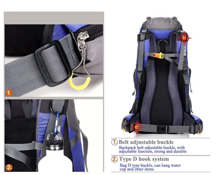50л вместительный рюкзак для альпинизма для мужчин и женщин, спортивный походный рюкзак для кемпинга, рюкзак для альпинизма, водонепроницаемый тактический рюкзак, сумка