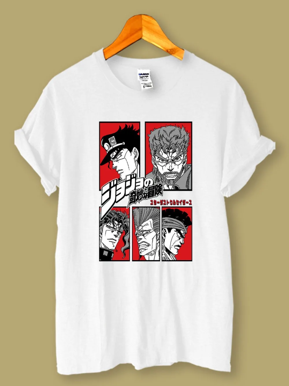 

2019 Fashion Hot Mens T-Shirt Summer O Neck Cotton Jojo Bizzare Adventure Stardust Crusader Comic Wear Custom Printed T Shirts