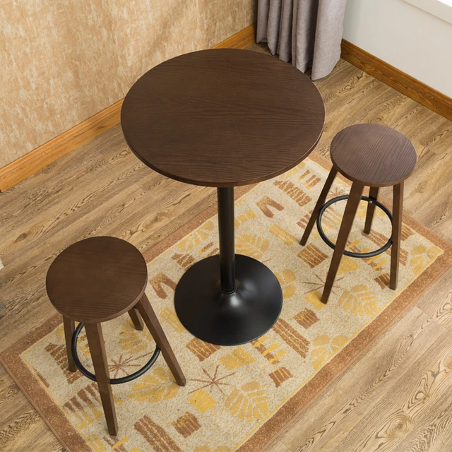 3 Pcs Bar Stool Table Set Indoor Kitchen Dining Cafe Furniture Round 3 Pcs Bar Stool Table Set Indoor Kitchen Dining Cafe Furniture Round Chair For