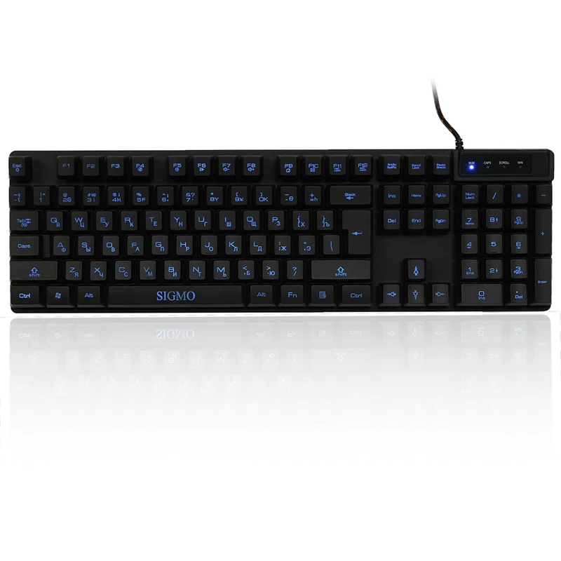 SIGMO Russian USB Waterproof Backlight Gaming Keyboard Bule 3Colors Fluorescent 104 Keys Backlit Keyboard for Computer