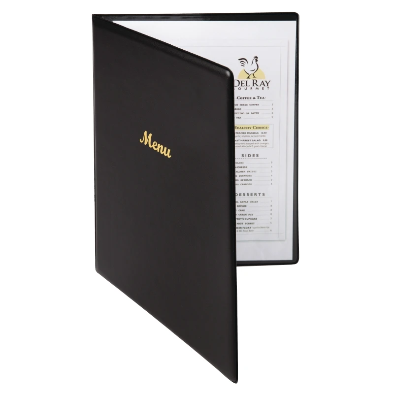 

PVC A4 A5 Size Black Color Restaurant Classical Menu Holder Display Two Pages