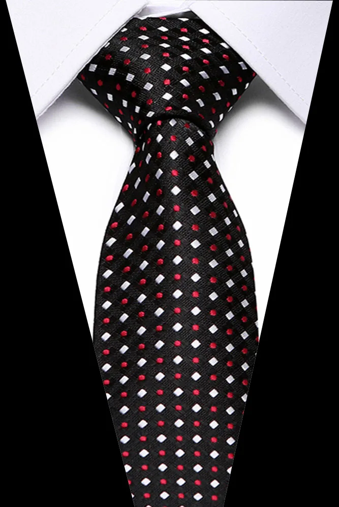 Прямая поставка клетчатый галстук Шелковый жаккардовый тканый Свадебный галстук для мужчин полосатый градиентный синий красный зеленый галстук вечерние галстуки Gravatas - Цвет: L64