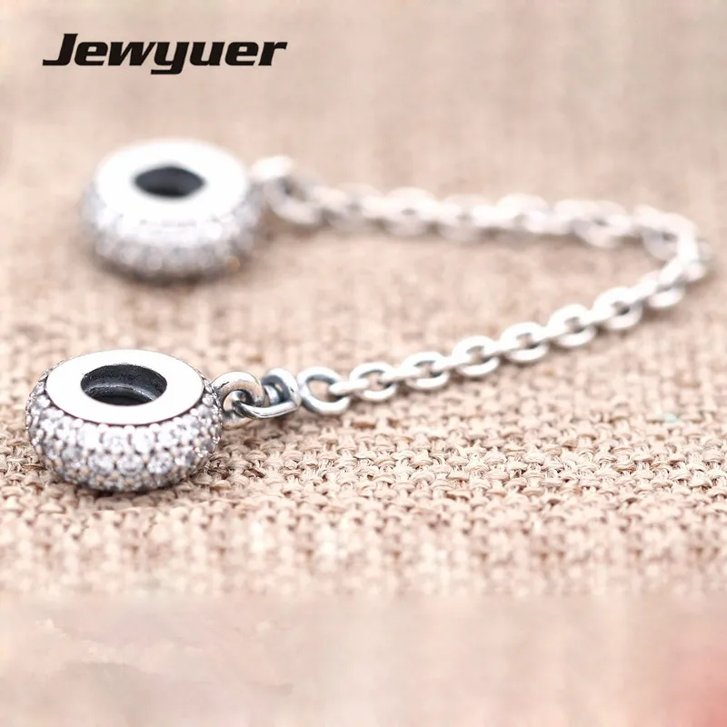 

New Autumn Silver Pave Inspiration Safety Chain charms 925 sterling silver heart charm fit bead bracelet diy fine jewelry SF012