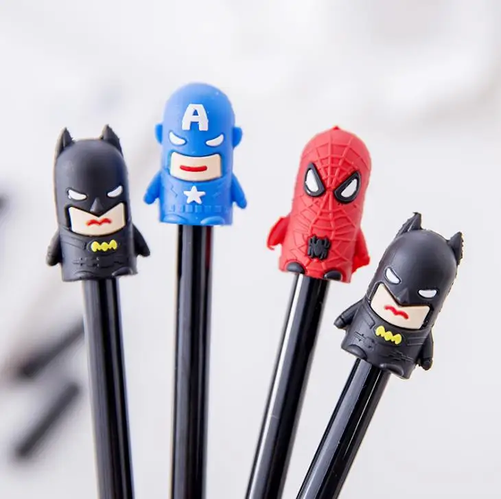 3 шт./компл. мультфильм 3D цифры «Супермен», «Человек-паук» Капитан Америка гелевые ручки корейские канцелярские принадлежности Эсколар. подарки для детей