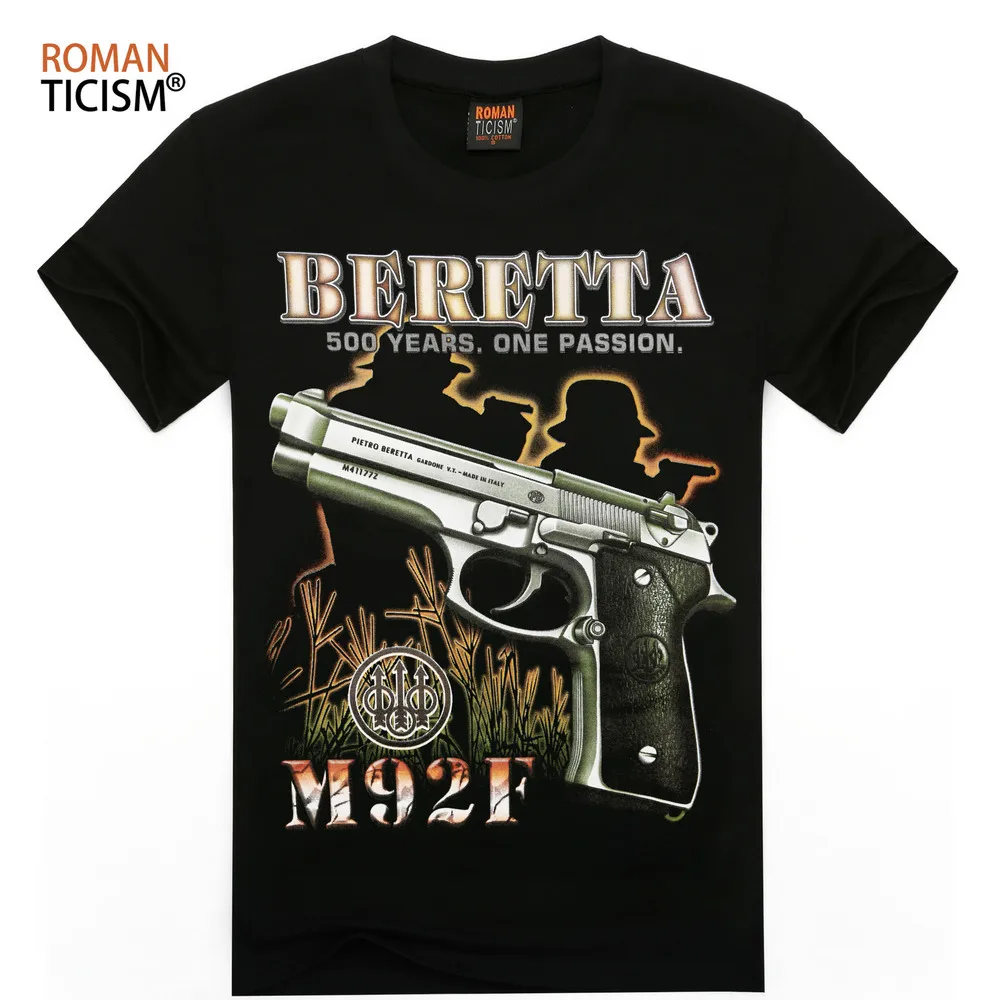 Summer Autumn Brand New Men's T Shirt Camiseta Masculina Pistol Gun